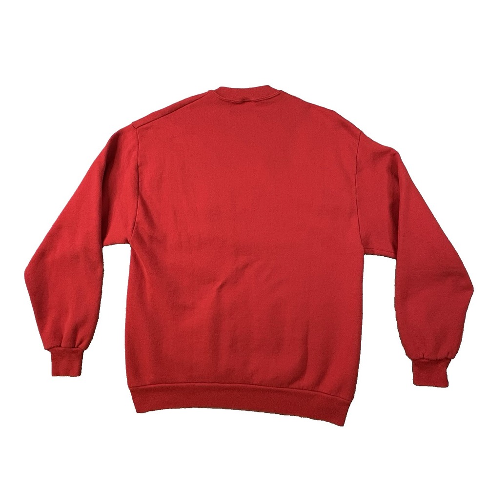 VTG Jerzees Unisex L Red Christmas Reindeer Lights Applique Sweatshirt USA - Picture 2 of 16